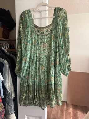 Spell Floral Mint Green Boho Mini Dress